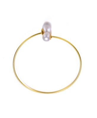 Elegant Sterling Silver 14K Yellow Gold Plating with White Freshwater Pearl Bracelet