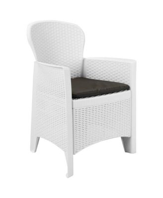 Garden Chair Set of 2 White Plastic Standard Light Weight