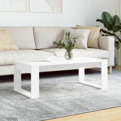 Medium Engineered Wood White Modern Coffee Table