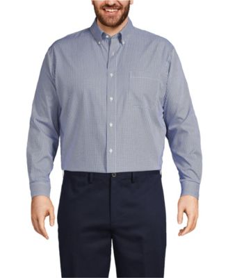 Men's Big and Tall Traditional Fit Pattern No Iron Supima Pinpoint Buttondown Collar Dress Shirt