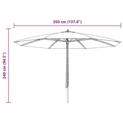Garden Parasol with Wooden Pole 137.8" Anthracite