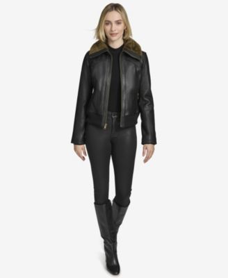 Women's Evie Aviator-Style Leather Jacket
