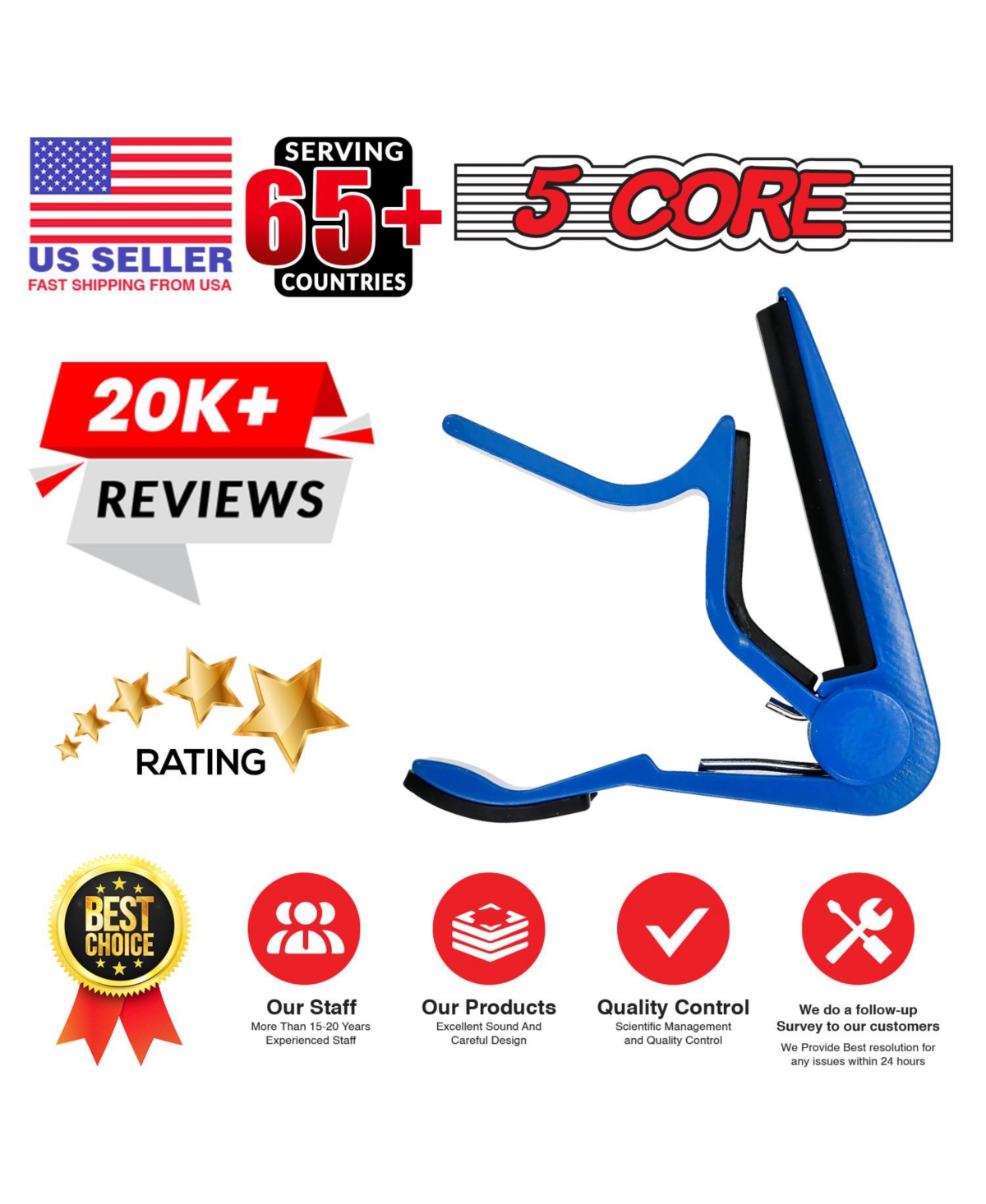 5 Core Capo Acoustic Electric Guitar 6 String Kapo Classic Clip For Banjo Mandolin Ukulele