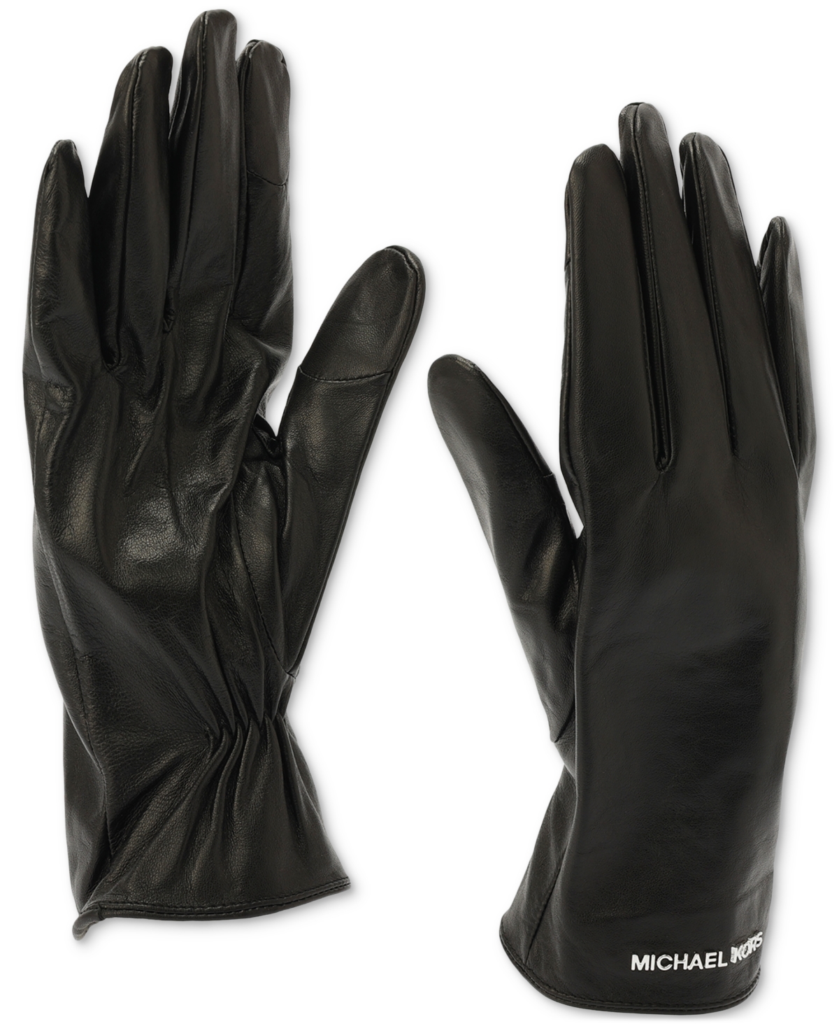 Michael Michael Kors Women's Logo Detail Leather Tech Gloves