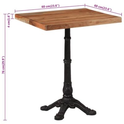 Bistro Table Natural wood and black Solid acacia wood and cast iron
