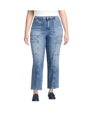 Women's Denim High Rise Utility Cargo Ankle Jeans