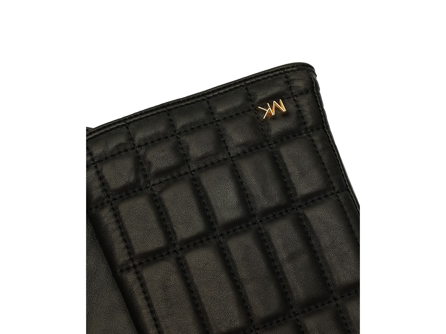 Женские перчатки Michael Kors Quilted Leather Tech, цвет: Чёрный золотой — фото 3