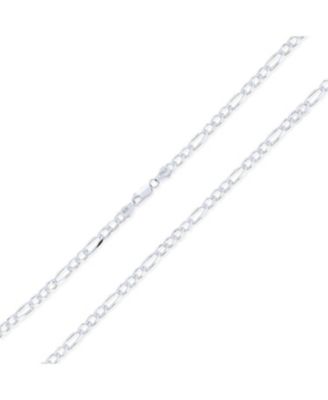 Solid Strong Medium Size Sterling Silver Flat 4mm Figaro Link Chain Necklace