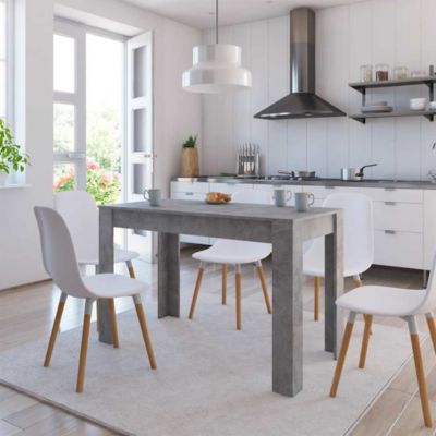 Dining Table Concrete Grey Engineered Wood Standard Durable