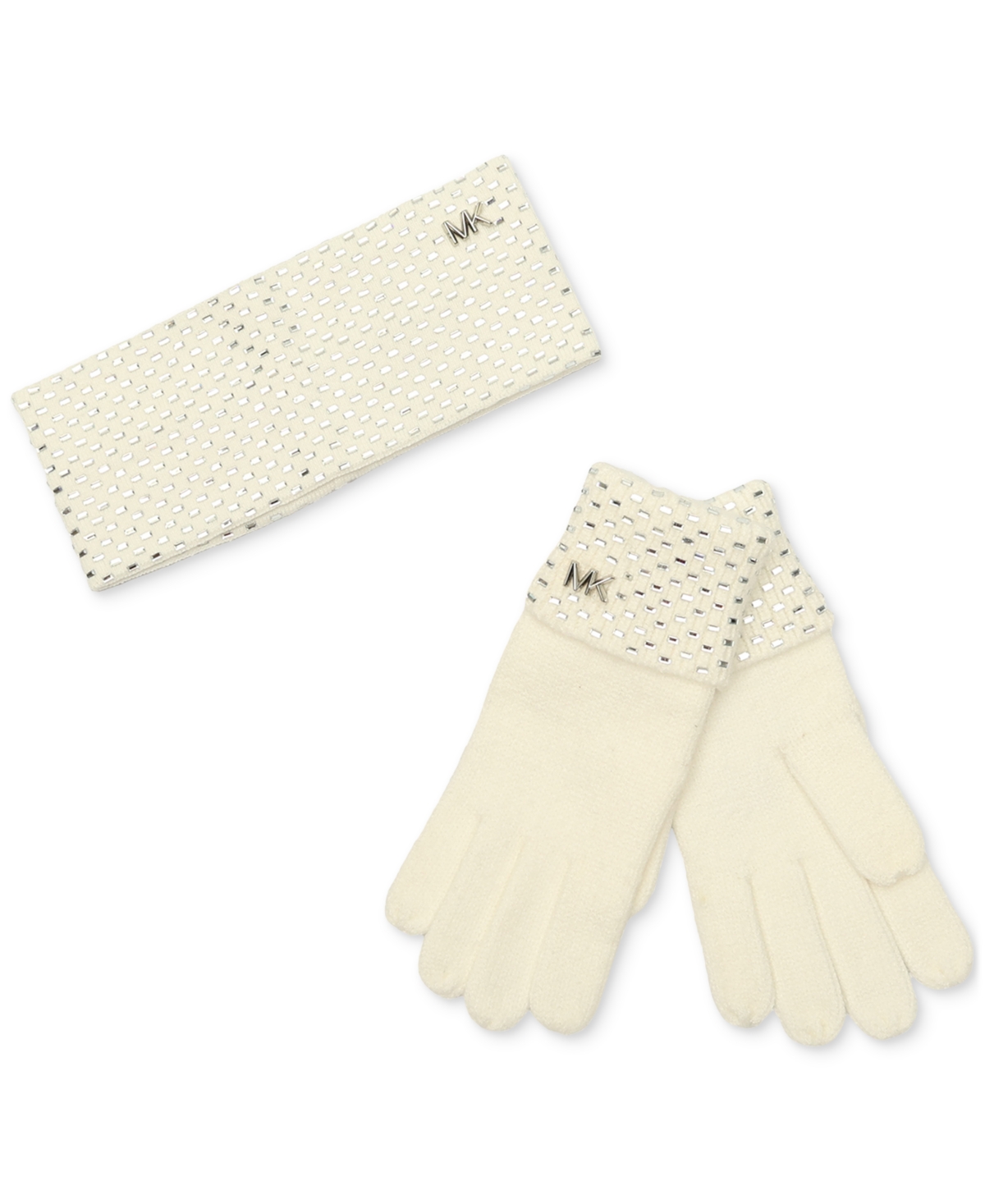 Michael Kors Michael  Women's Studded Gloves & Headband Boxed Gift Set In Cream