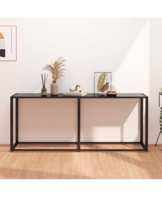 Console Table Black 70.9"x13.8"x29.7" Tempered Glass