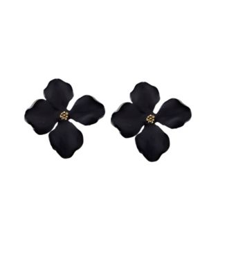 Swanky Designs Small Floral Statement Earrings - Black 41$