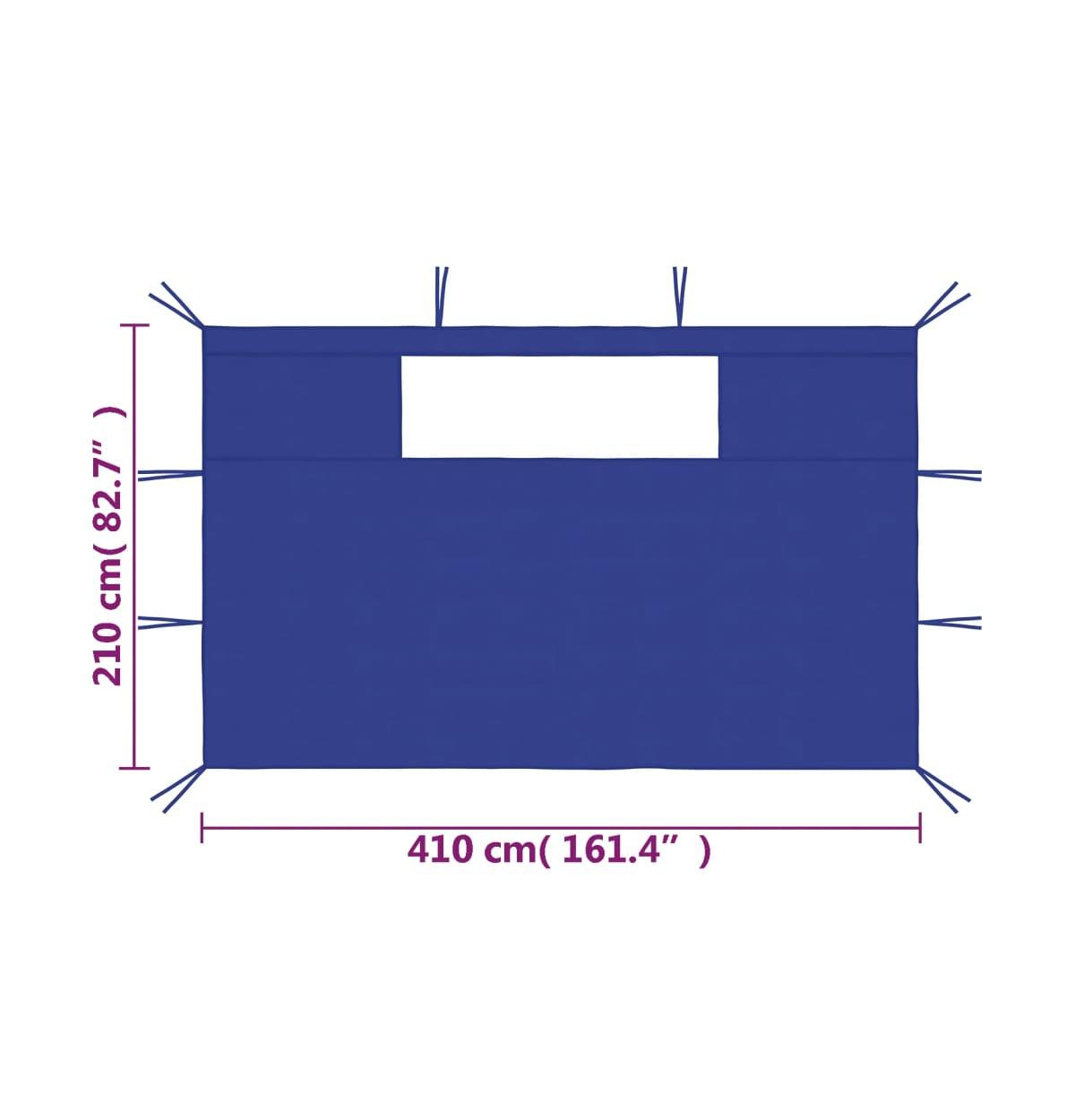 vidaXL Gazebo Sidewalls with Windows 2 pcs Blue