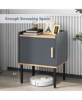 Nightstand Bedside End Table with Door Cabinet for Living Room Bedroom-Gray