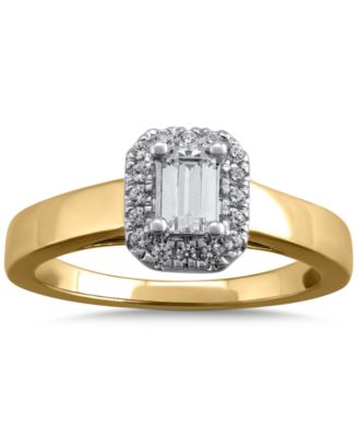 Diamond Emerald-Cut Halo Engagement Ring (1/2 ct. t.w.) in 14k Gold