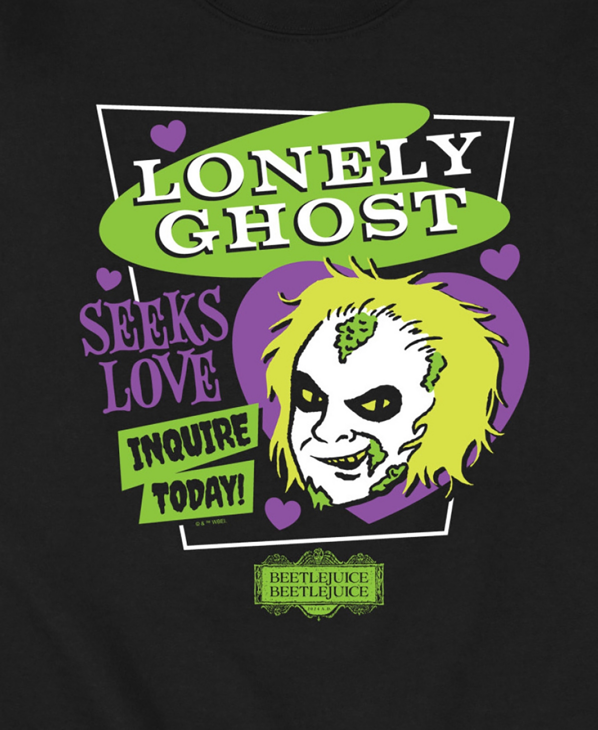 Hybrid Apparel Men's Beetlejuice Lonely Ghost Crew Fleece