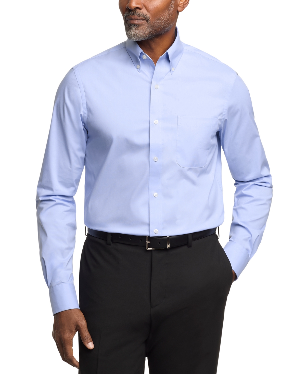 Tommy Hilfiger Regular Fit Wrinkle Resistant Cotton Dress Shirt In Blue