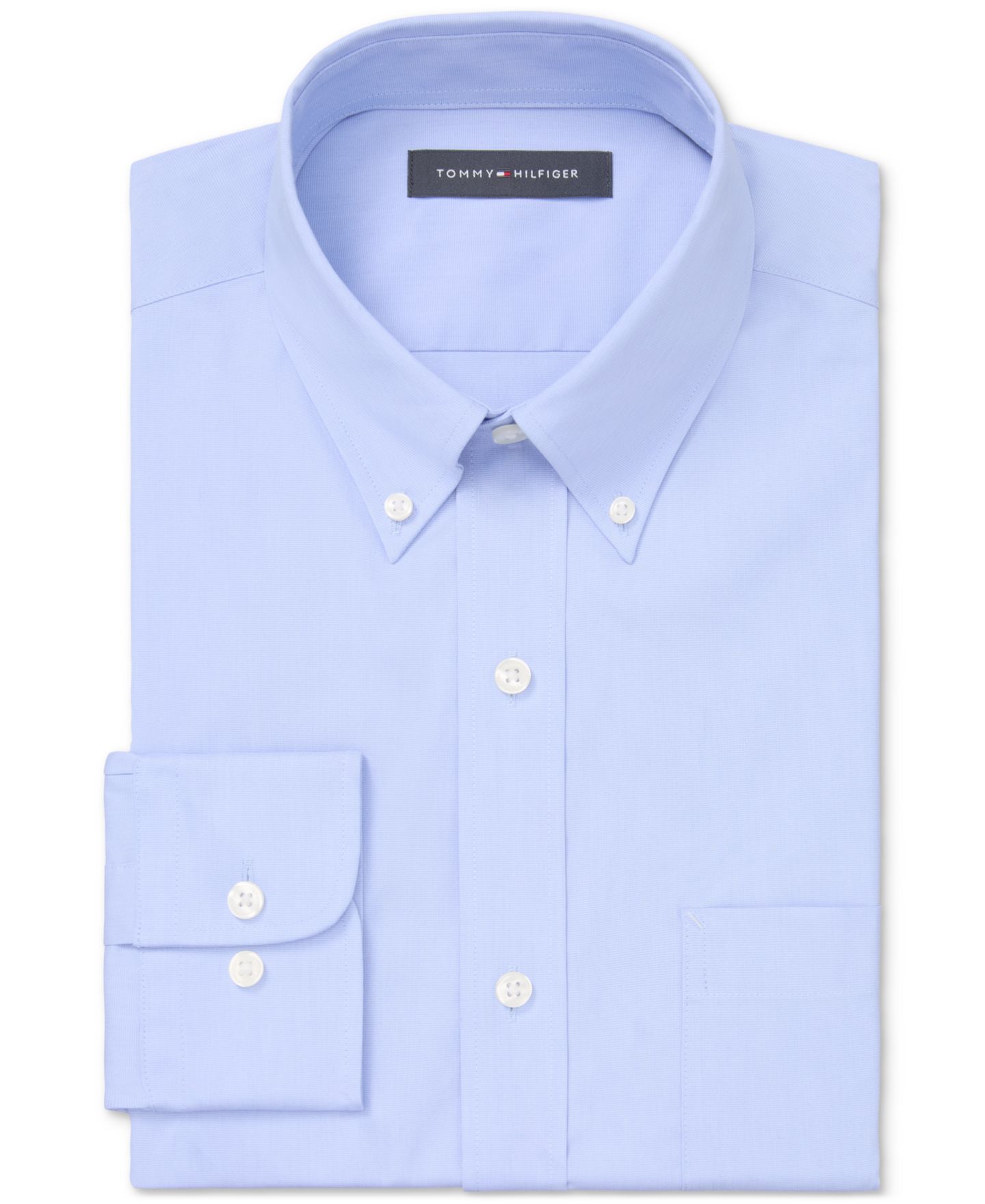Мужская рубашка Tommy Hilfiger Regular Fit Wrinkle Resistant Stretch Dress Shirt, цвет: Синий, вариант 1 — фото 3