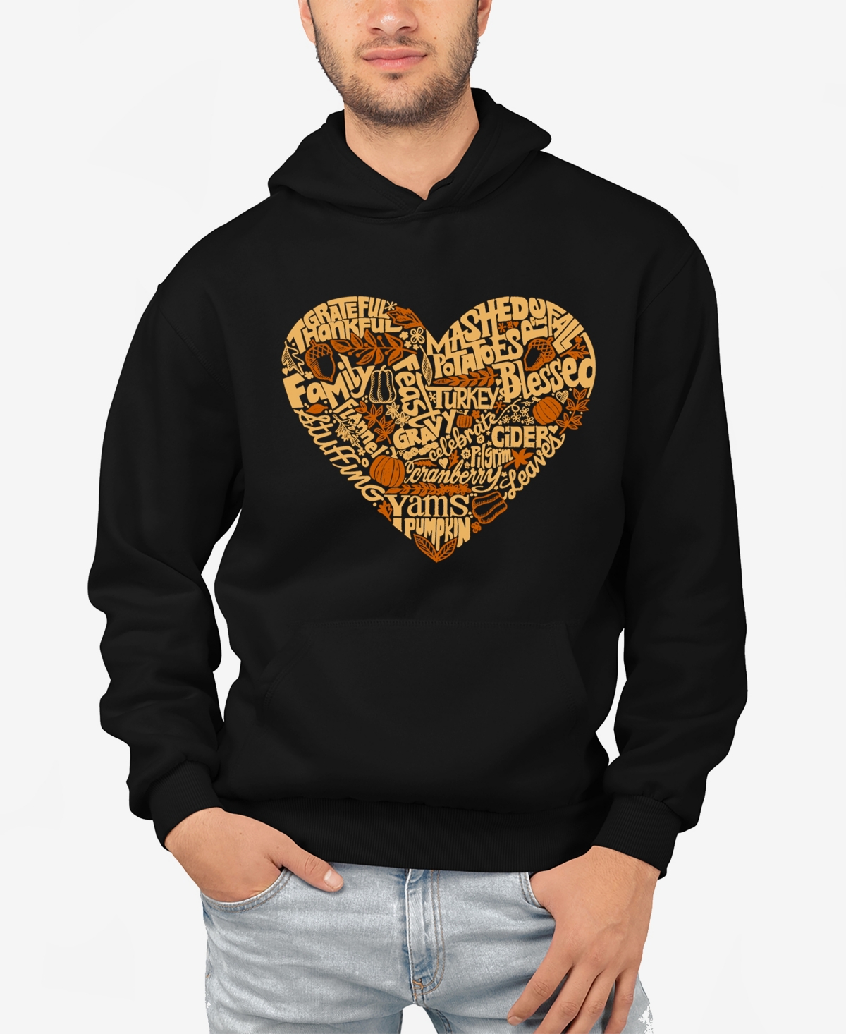 La Pop Art Men's Fall Vibes Word Art Hooded Sweatshirt In Black