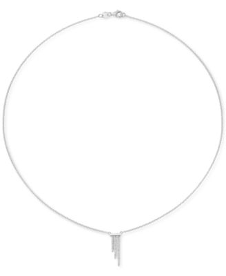 Diamond Asymmetric Dangle Bar 18" Pendant Necklace (1/5 ct. t.w.) in Sterling Silver