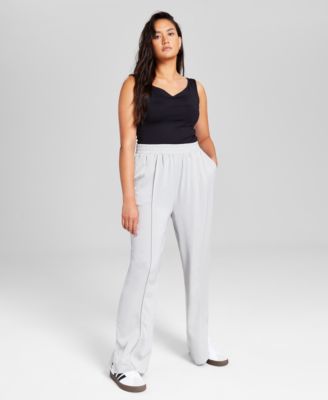 And Now This - Women's Seam-Front Wide-Leg Satin Pants