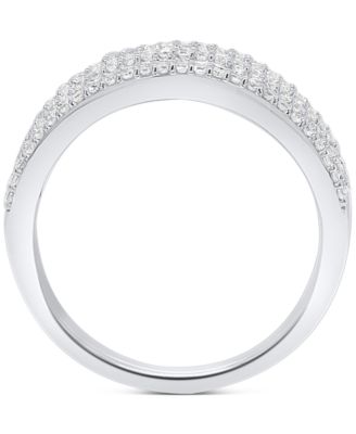Diamond Round & Baguette Multirow Statement Ring (1 ct. t.w.) in Sterling Silver