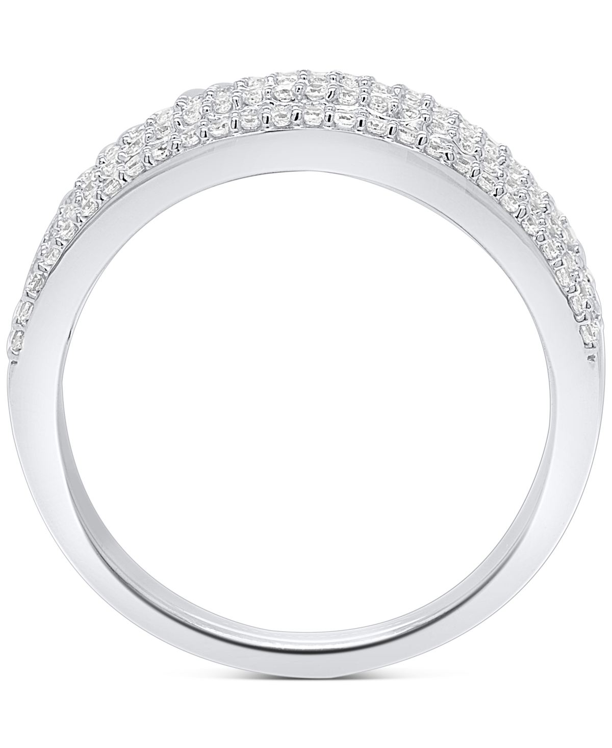 Macy's Diamond Round & Baguette Multirow Statement Ring (1 Ct. T.w.) In Sterling Silver In Sterling Silver