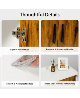 Wood 32" Sideboard Buffet Storage Cabinet with 2 Doors & Metal Legs Accent Cabinet