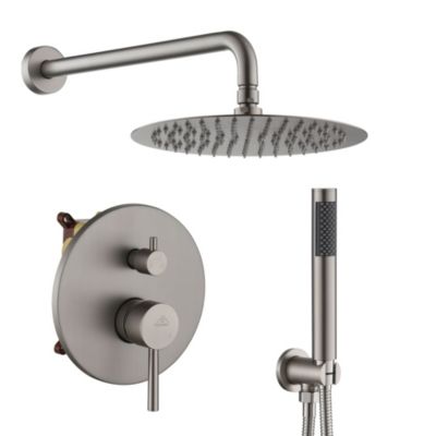 CASAINC 10 Inch Wall Mounted Round Shower System Set with Handheld ...