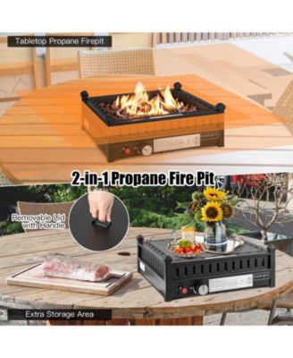 16.5 Inch Tabletop Propane Fire Pit with Simple Ignition System-Black