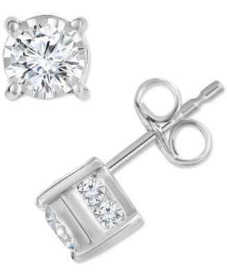 Macy's - Diamond Side Halo Stud Earrings (5/8 ct. t.w.) in 14k Gold