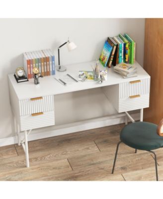 48 Inch Home Office Computer Desk with 4 Drawers-White