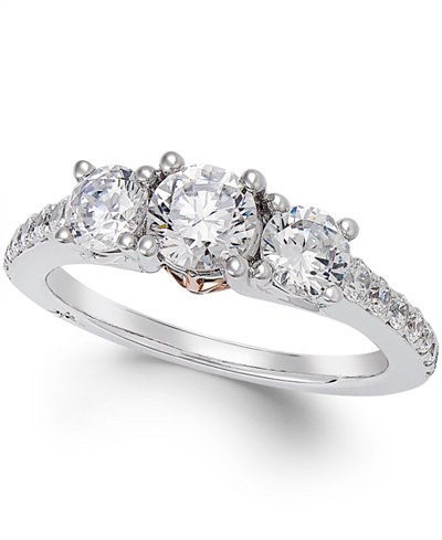 Certified Marchesa Diamond Three-Stone Ring (1-1/2 ct. t.w.) in 18k White Gold