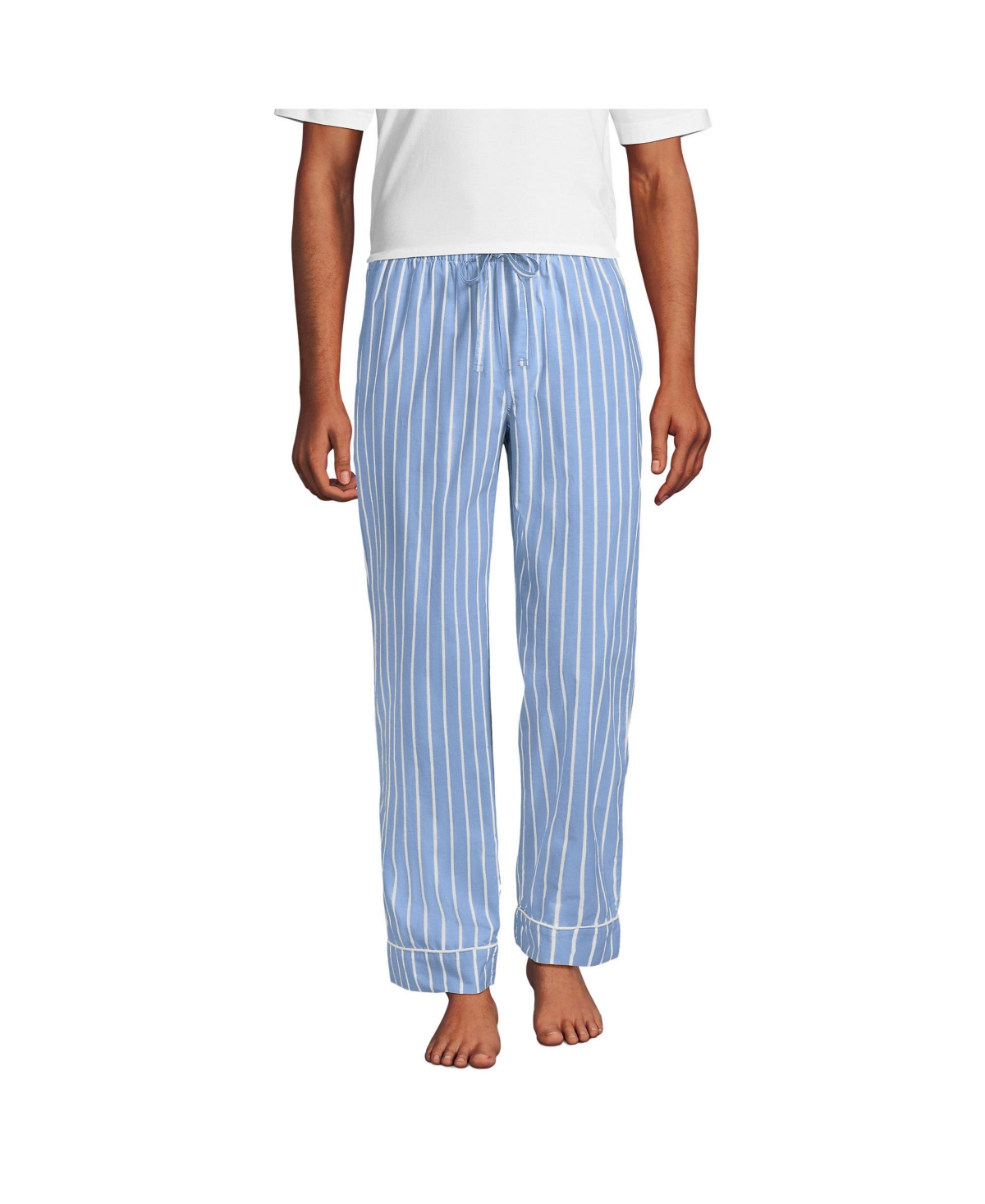 Big & Tall Essential Pajama Pants - White/clear blue stripe