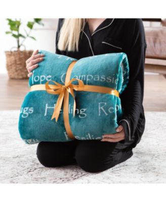 Premium Sympathy Warm Hugs Gift Throw Blanket - for Positive Energy Love Support Comfort - Breast Cancer Chemo Get Well Purple Gift Blanket - Women Mom Grandma (60x70 Inch) Aubergine