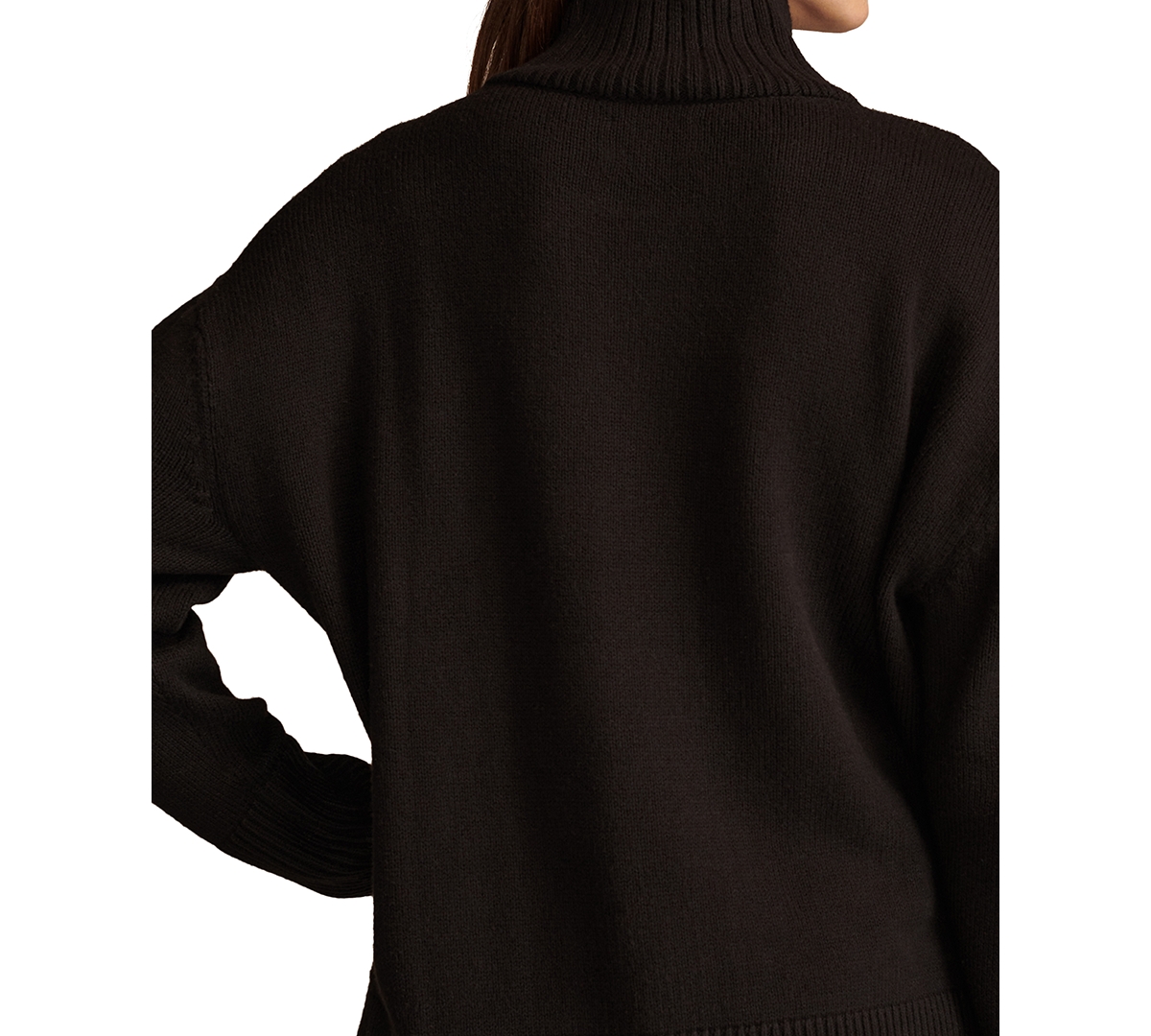 Lucky Brand Cotton Blend Turtleneck Sweater In Dark Black