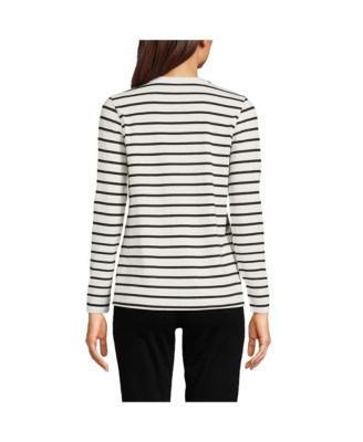 Petite Relaxed Supima Cotton Long Sleeve V-Neck T-Shirt