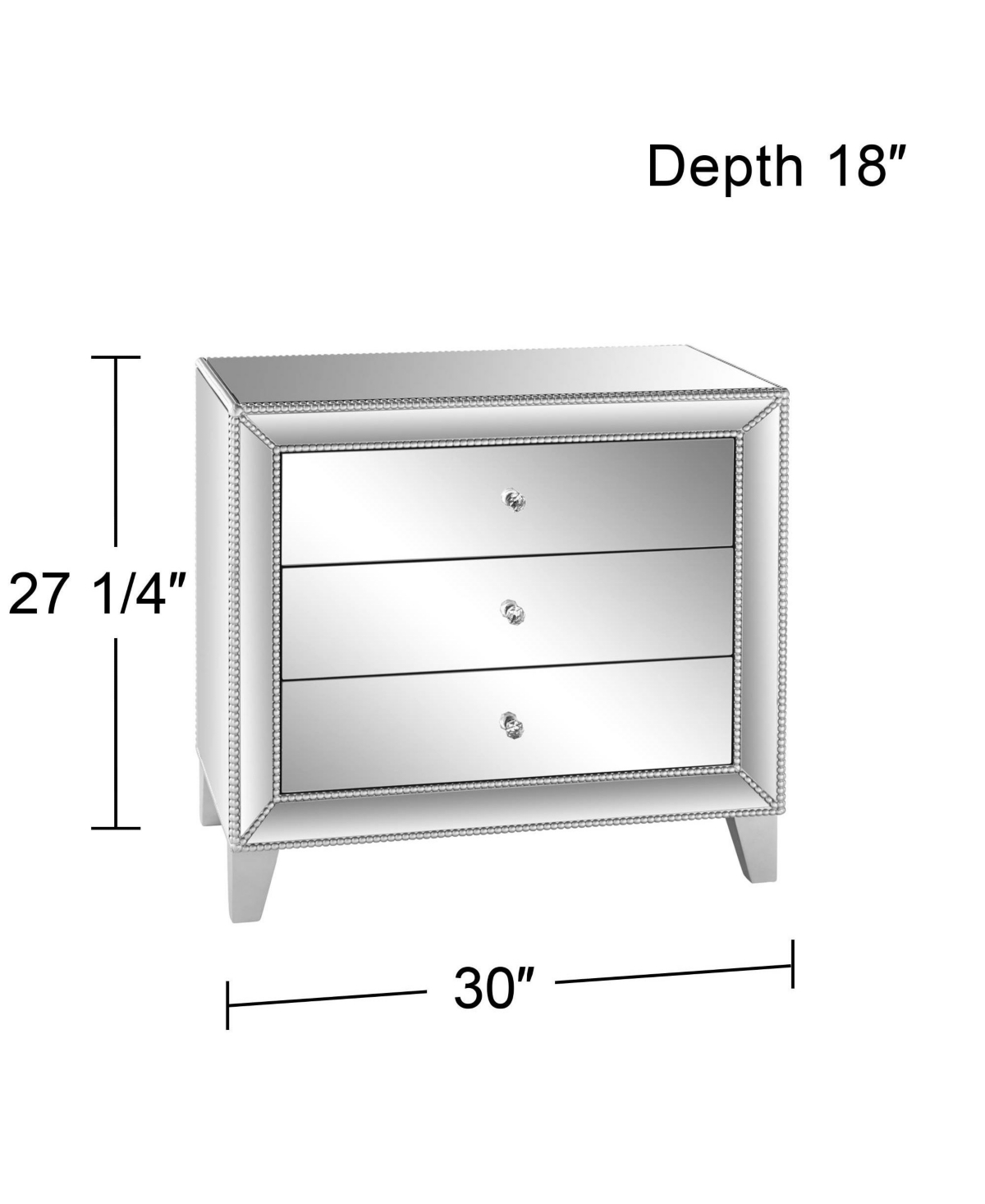 Studio 55D Liza Modern Glam Mirrored Rectangular Accent Table with Drawer StylishBeaded Trim for Spaces Living Room Bedroom Bedside