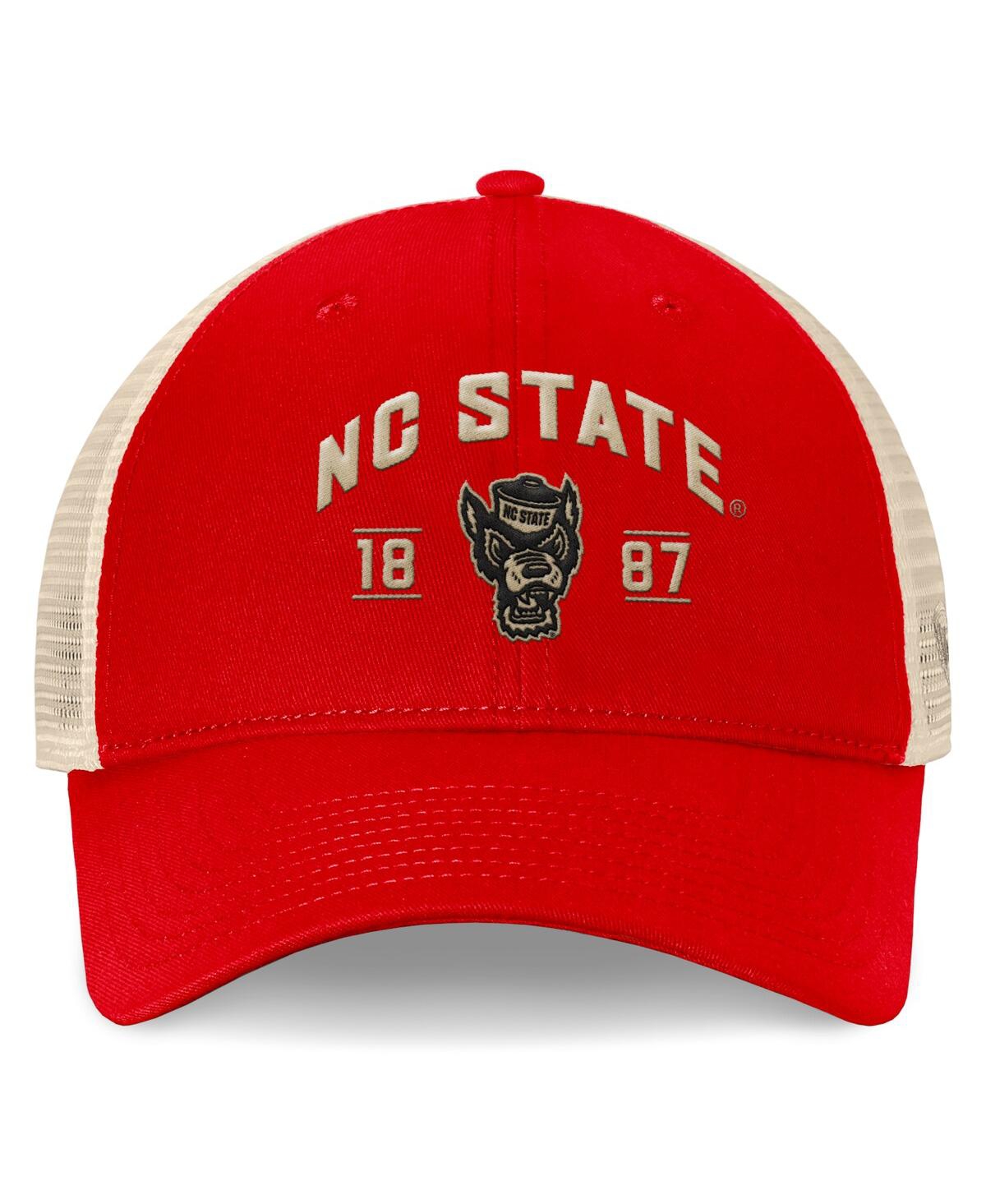 Top Of The World Men's Red Nc State Wolfpack Heritage Waylon Trucker Adjustable Hat In Red,natural