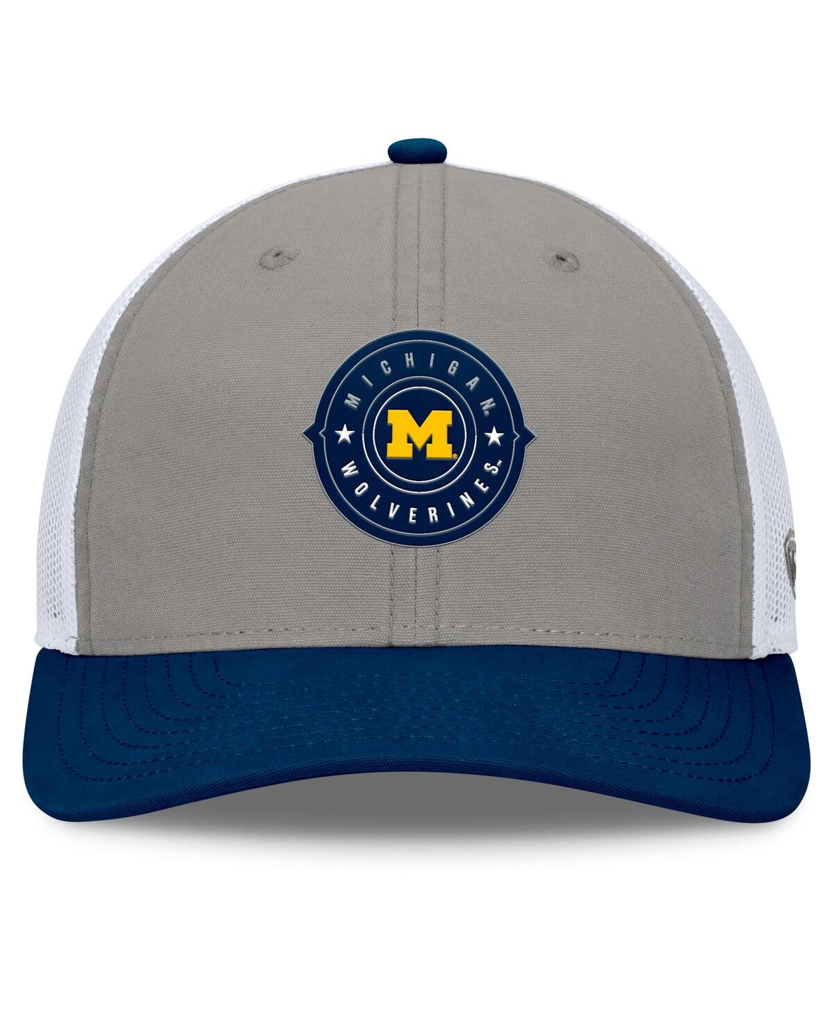 Top of the World Men'sNavy Michigan Wolverines Rob Trucker Adjustable Hat - Gray, Navy