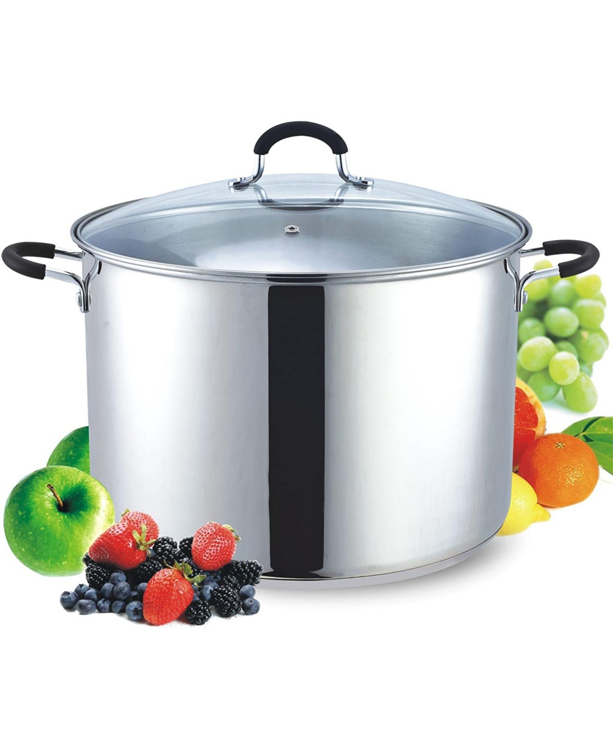 Cook N Home 20 Quart Professional Stainless Steel Stock Pot with Stay-Cool Handles,- Silver