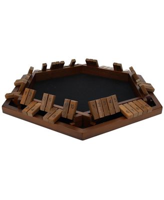 6 Player 14 in. Shut The Box Board Game, Walnut Stained Wood