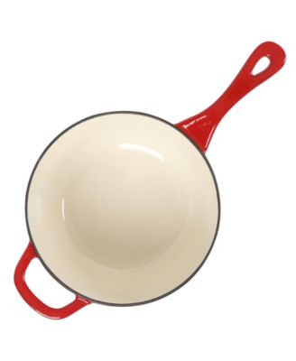 3 Qt Enamel Cast Iron Sauce Pan W/Lid - Gradient Red