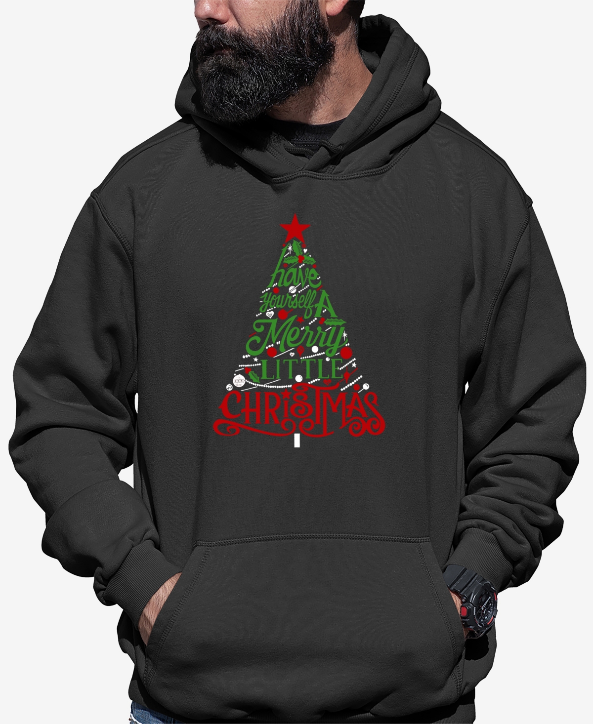 La Pop Art Men's Have Yourself A Merry Little Christmas Word Art Hooded Sweatshirt In Dark Grey