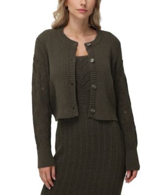 Frye - Women's Cotton Ribbed Button-Front Cardigan