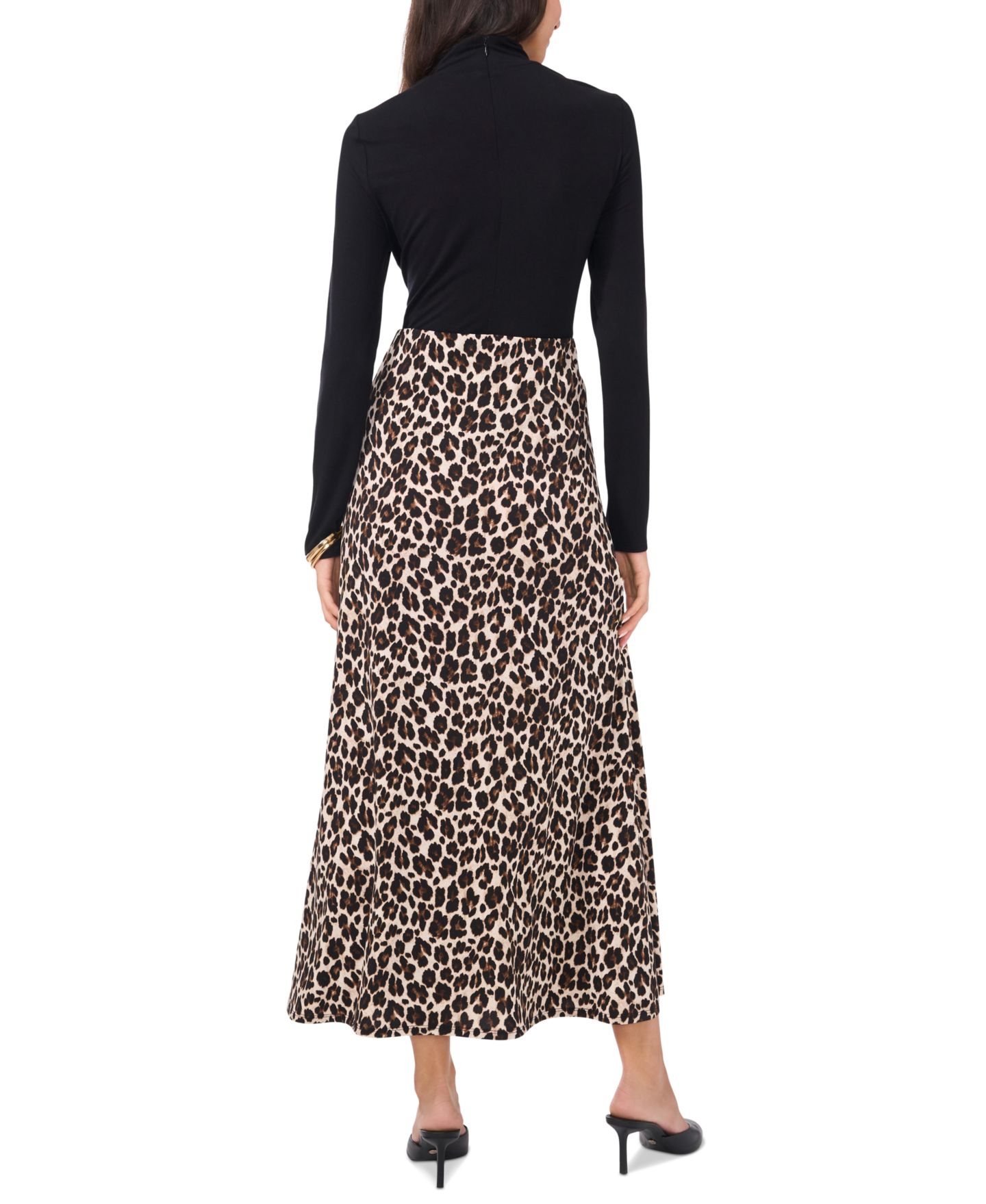 Женская юбка Vince Camuto Pull-On A-Line Cheetah Print Midi, цвет: Насыщенный чёрный — фото 4