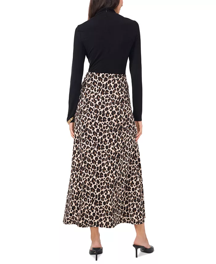Women's Pull-On A-Line Cheetah Print Midi Skirt - thumbnail 4