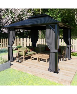 Gazebo Curtain Replacement - Universal 4-Panel Sidewalls 10' x 13', Patio Privacy Curtains with Double Zipper, UV Resistant, Perfect for Outdoor Canopy, Garden, and Backyard (Curtain Only) Grey