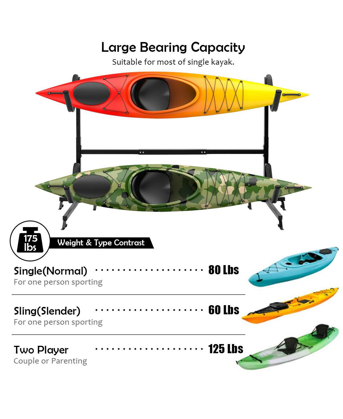 Sugift Freestanding Height Adjustable Dual Kayak Storage Rack
