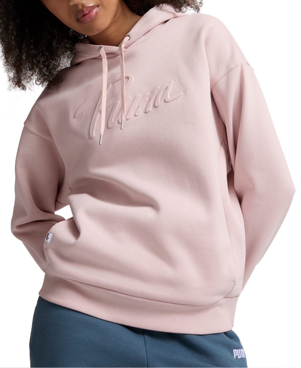 PUMA WOMEN'S EMBOSSED-LOGO FLEECE HOODIE 